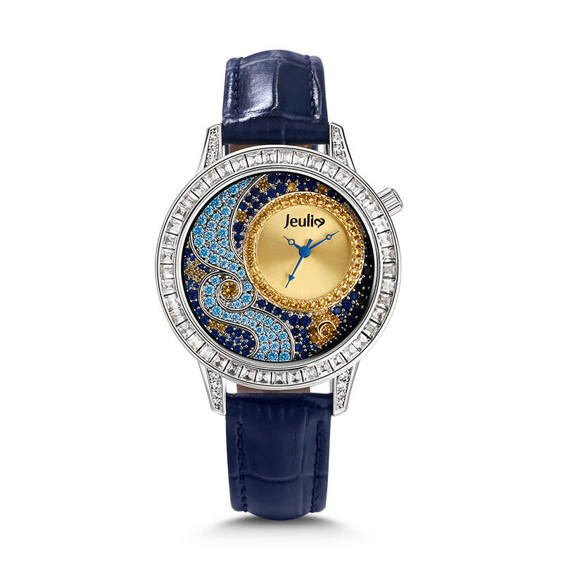 Jeulia "Starry Quiet" The Starry Night Inspired Quartz Blue Leather Women's Watch