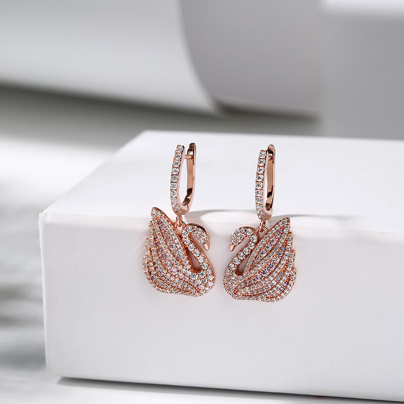 Jeulia Dreamy Swan Rose Gold Tone Sterling Silver Jewelry Set