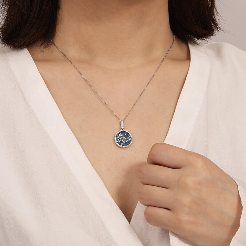 "Pure Night" Round Cut Necklace