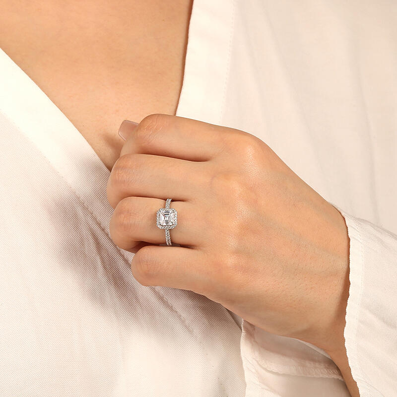 "Forever My Treasure" Asscher Cut Halo Engagement Ring