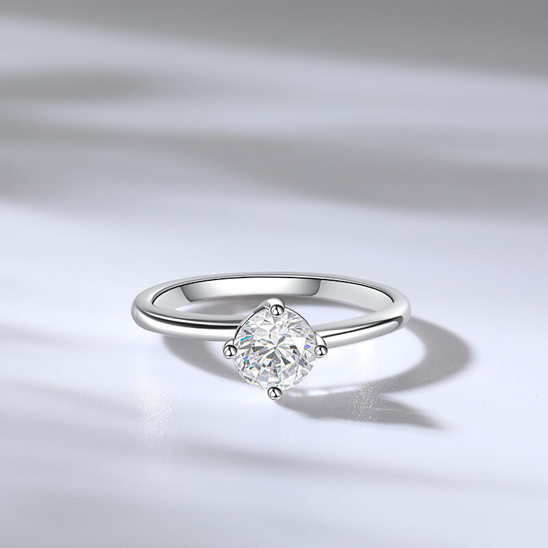 Jeulia Classic Round Cut Sterling Silver Ring