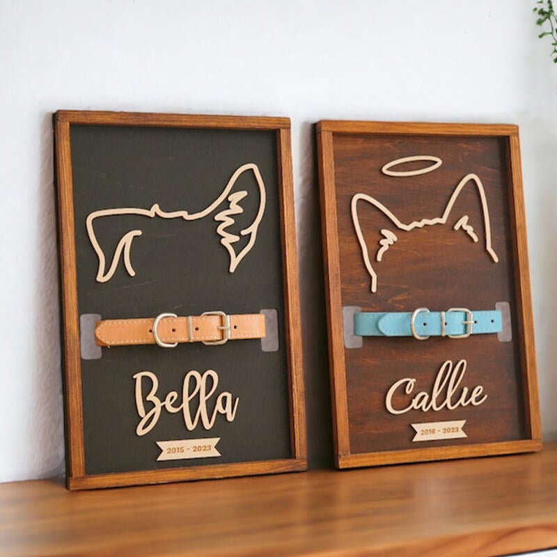 Colar Frame Personalized Pet Collar Frame for Pet Loss Memorial Gift - Drawelry.com