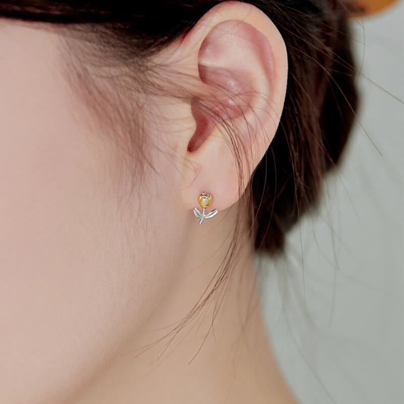 Jeulia Pendientes para Mujer de Plata de Ley con Forma de Tulipán