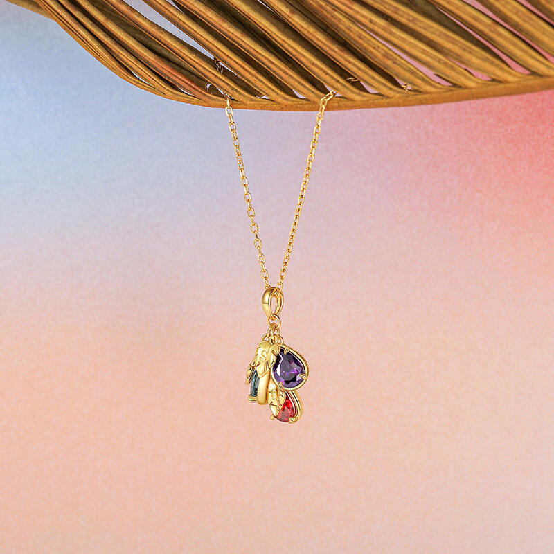 Jeulia Simple Custom Pear Birthstone Initial Necklace with Leaf