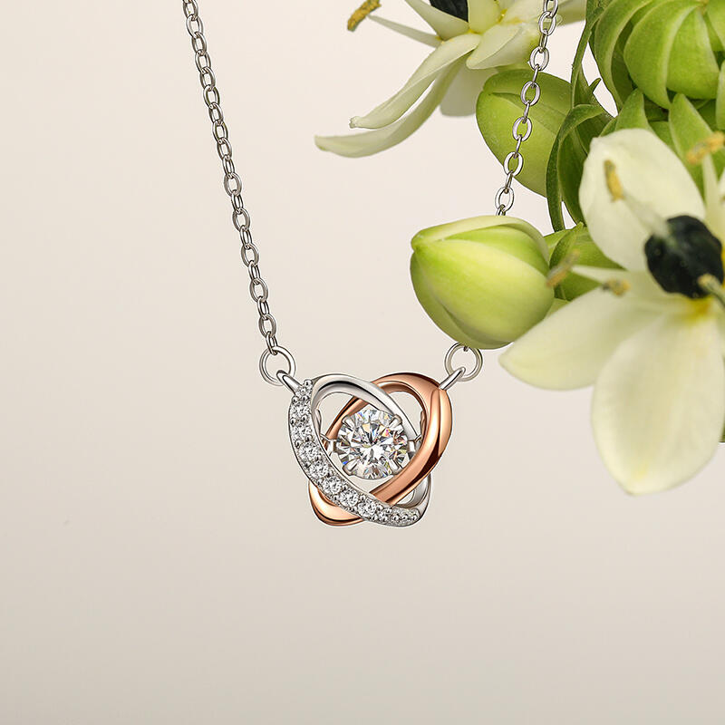 Jeulia Two Tone Twist Dancing Stone Necklace