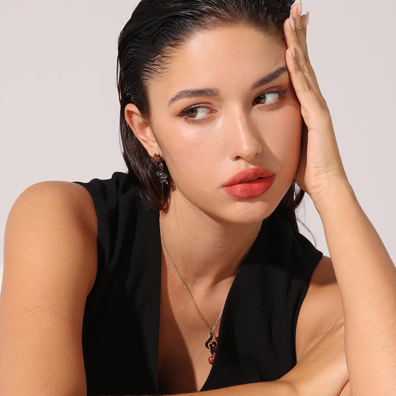 Jeulia "Forbidden Fruit" Snake&Apple Sterling Silver Earrings