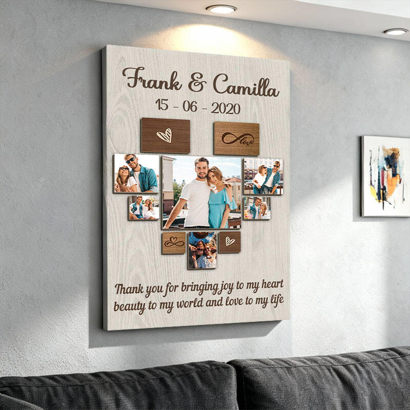 Personalisierte Wanddekoration aus Leinwand mit Bild Romantisches Geschenk für Paare