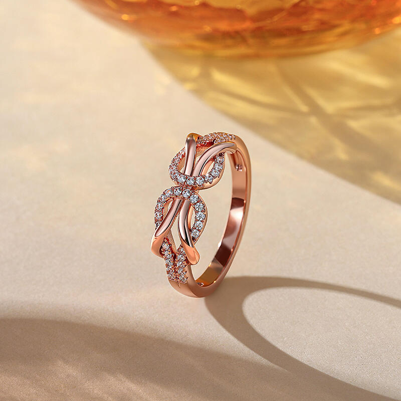 Jeulia Aliança de Casamento Infinito Clássica em Ouro Rosa