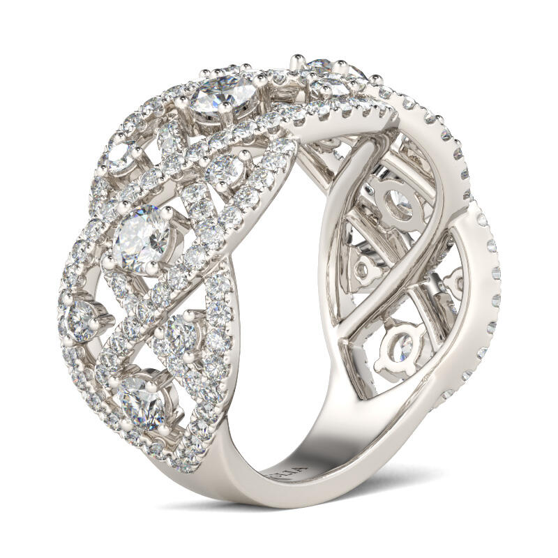 Jeulia Intertwined Round Cut Sterling Silver Women's Band