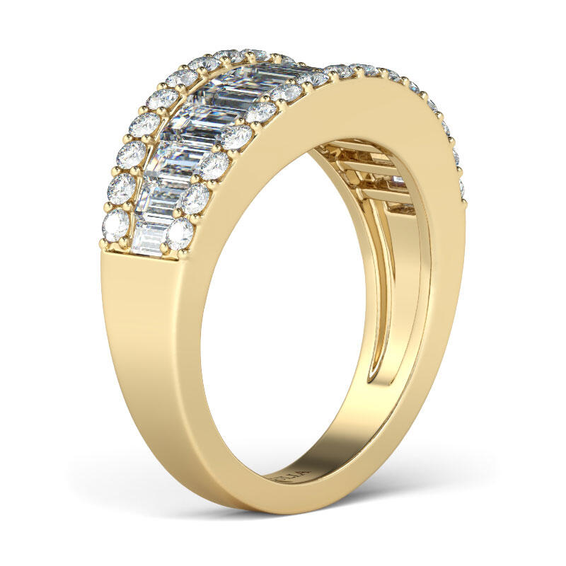 Jeulia Alianza Vintage Con Tono Oro Para Mujer De Talla Baguette En Plata De Ley