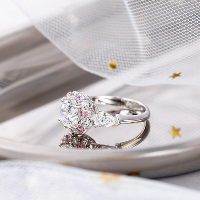 Jeulia Floral Round Cut Sterling Silver Ring