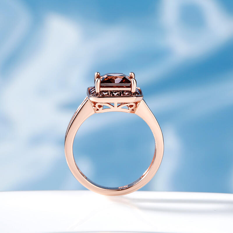 Jeulia Halo Princess Cut Sterling Silver Ring