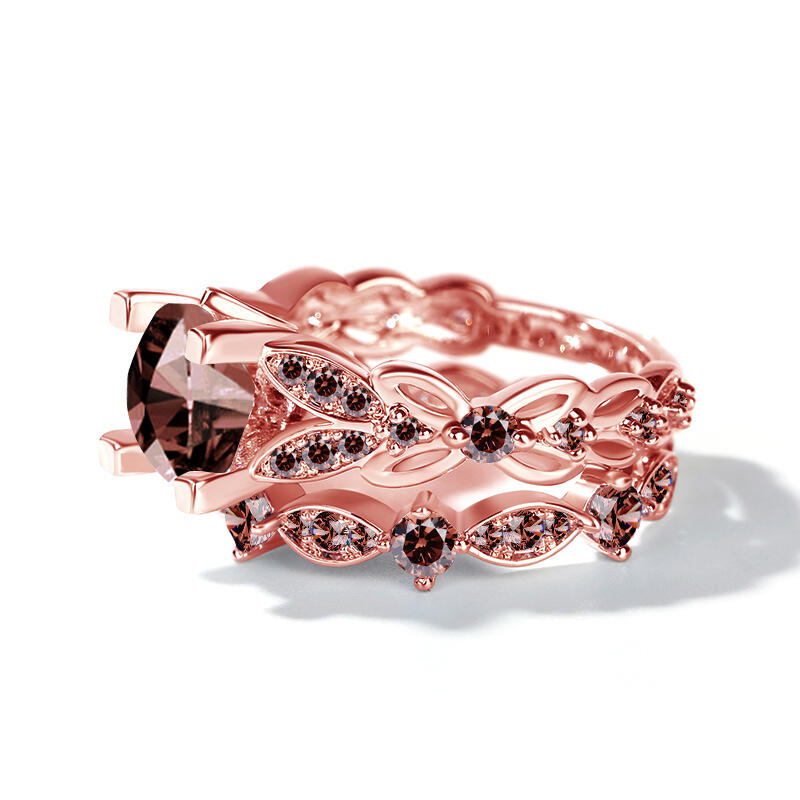 Jeulia Butterfly Round Cut Sterling Silver Ring Set