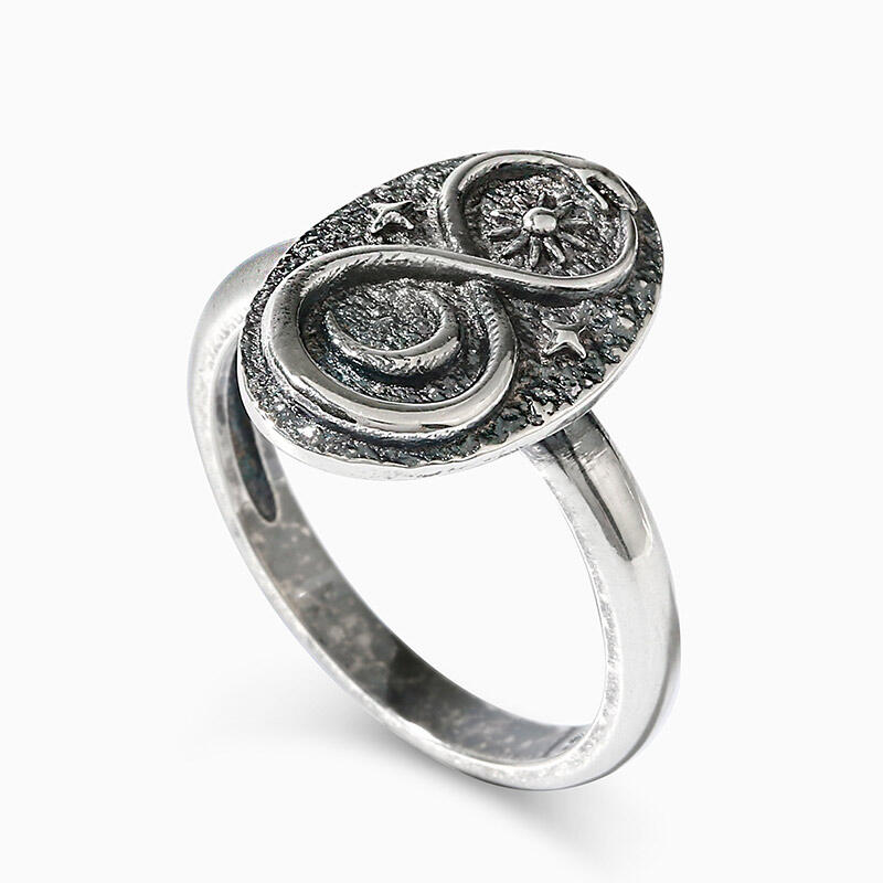 Jeulia "Celestial" Ouroboros Sterling Silver Ring