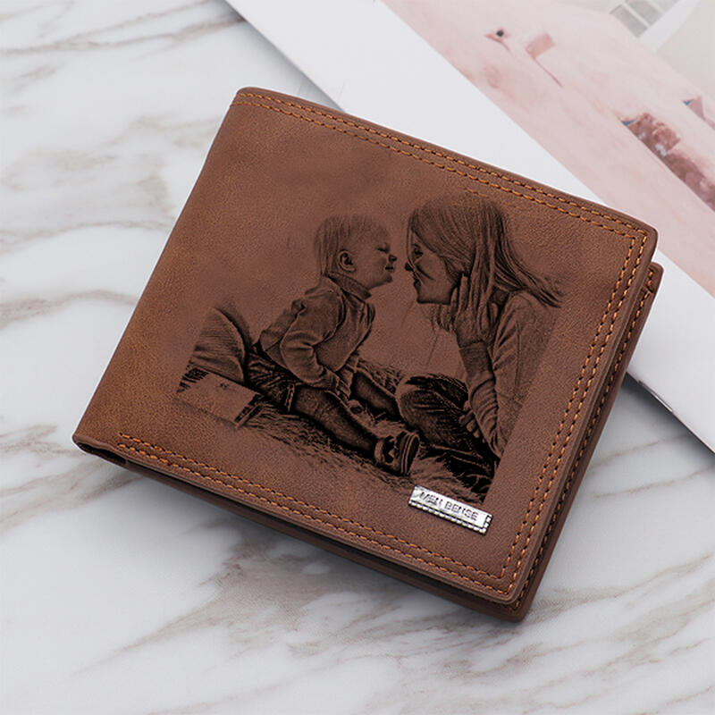 Doppelseitige Vintage Foto weichen Leder Herren Trifold Wallet