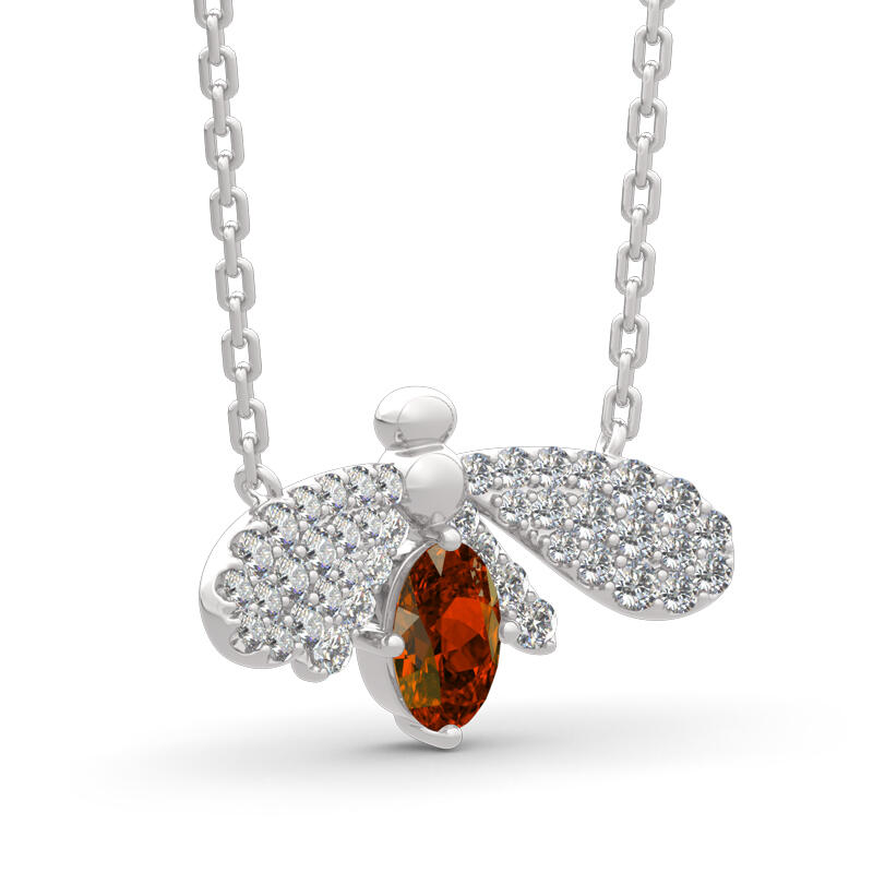 Jeulia Collar de plata de ley de talla ovalada con diseño de luciérnaga