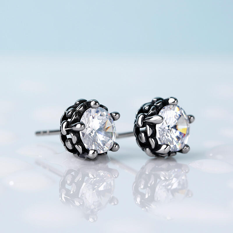 Jeulia Punk Style Vintage Stainless Steel Men's Earrings