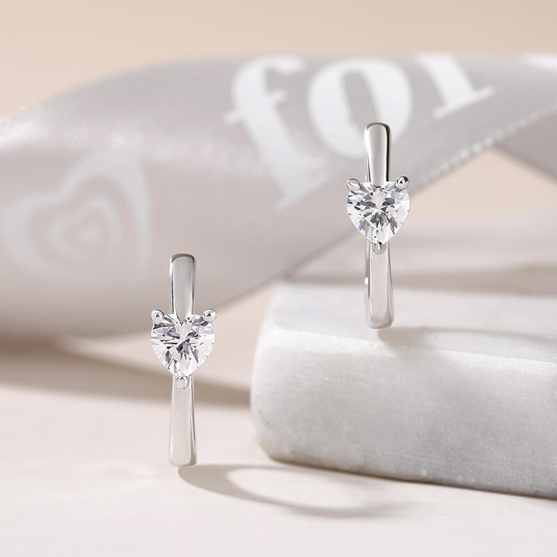 Jeulia "Forever Lasting" Heart Cut Sterling Silver Hoop Earrings