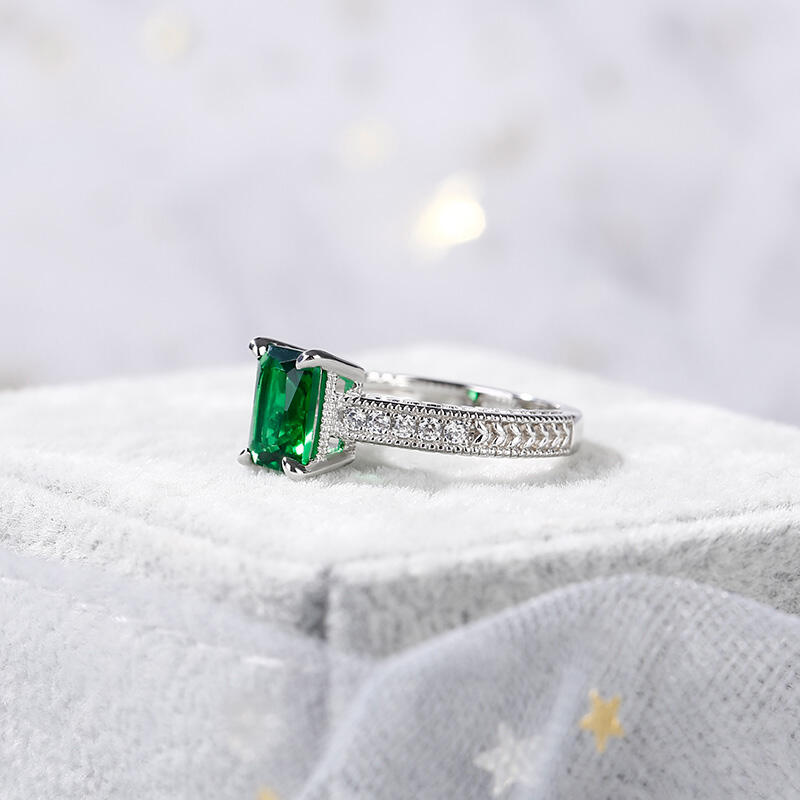 Jeulia Milgrain Radiant Cut Sterling Silver Ring