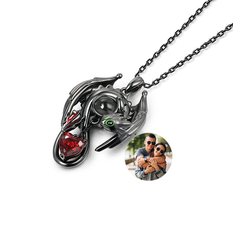 Jeulia "Your Dragon" Personalized Photo Projection Sterling Silver Necklace