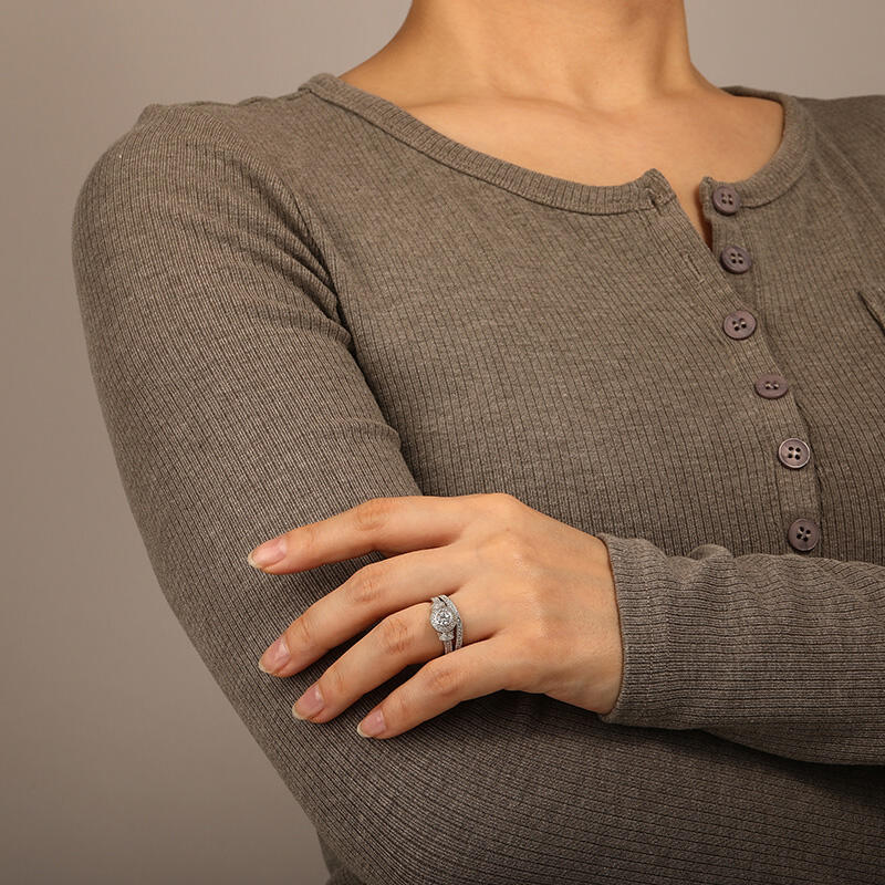 "My Only Sight" Round Cut 2pcs Bridal Set