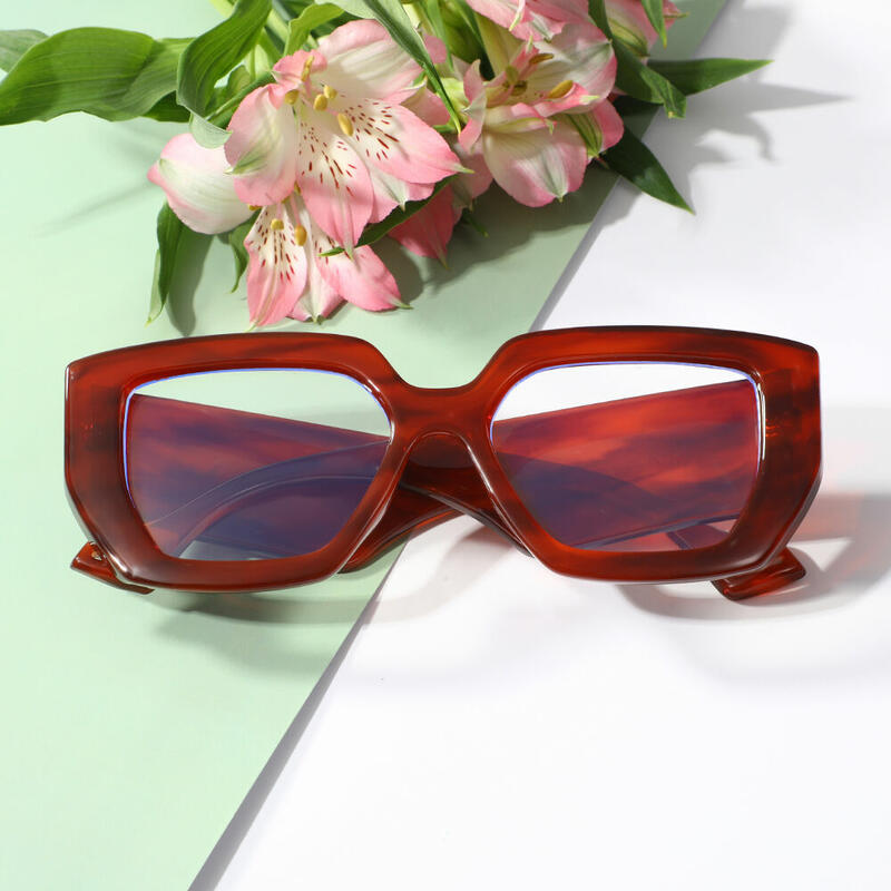 Ceolin Geometric Red Glasses