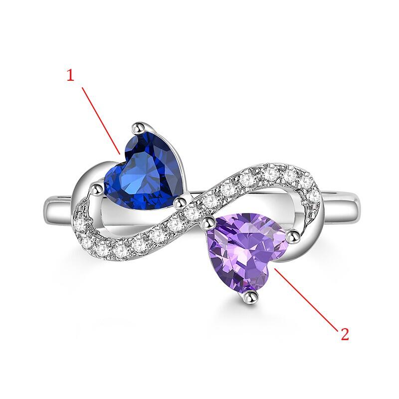 Jeulia インフィニティ ダブルハート 誕生石 リング スターリングシルバー