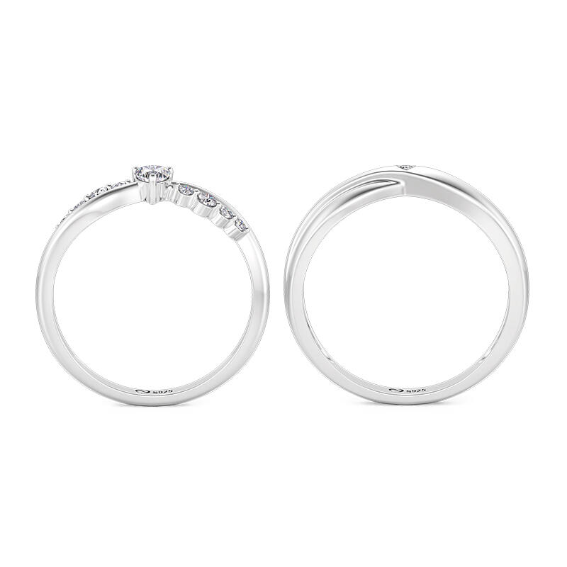 Jeulia Custom Twist Heart Couple Ring Set