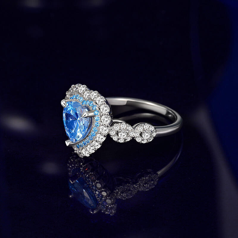 Jeulia Custom Double Halo Heart Infinity Promise Ring with Birthstone