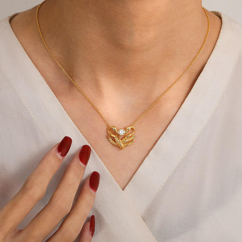 Jeulia Collar de Pareja Inspirado en Flamencos de Plata de Ley