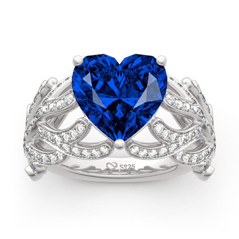 Jeulia Coral Shank Heart Cut Sterling Silver Ring