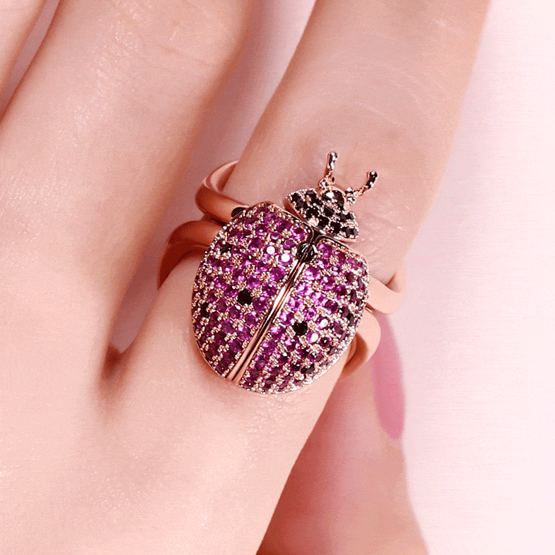 Jeulia "Flying Ladybug" Movable Sterling Silver Ring