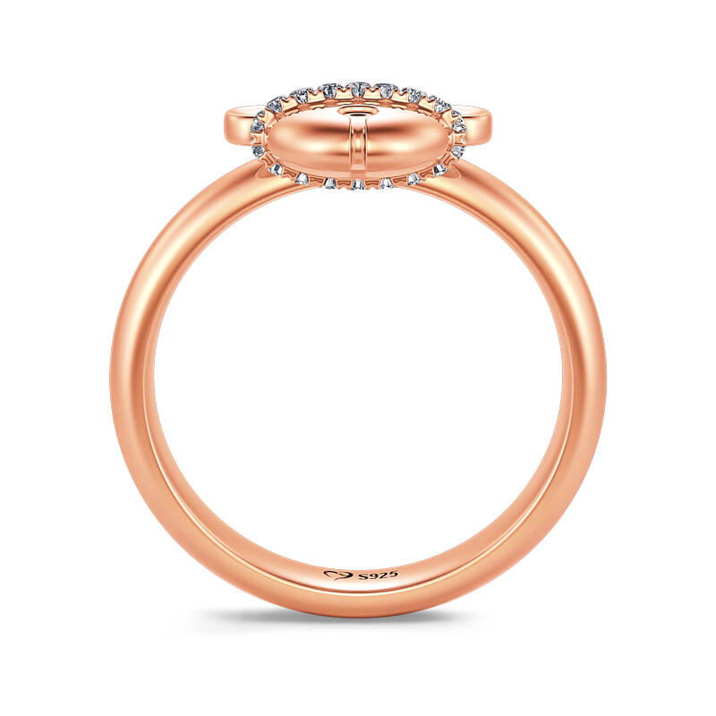 Jeulia Cartoon Mouse Rose Gold Tone Sterling Silver Dangle Ring