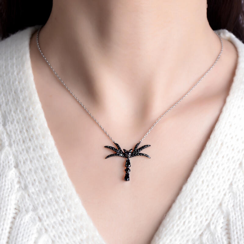 Jeulia "Skull Bow Tie" Sterling Silver Necklace