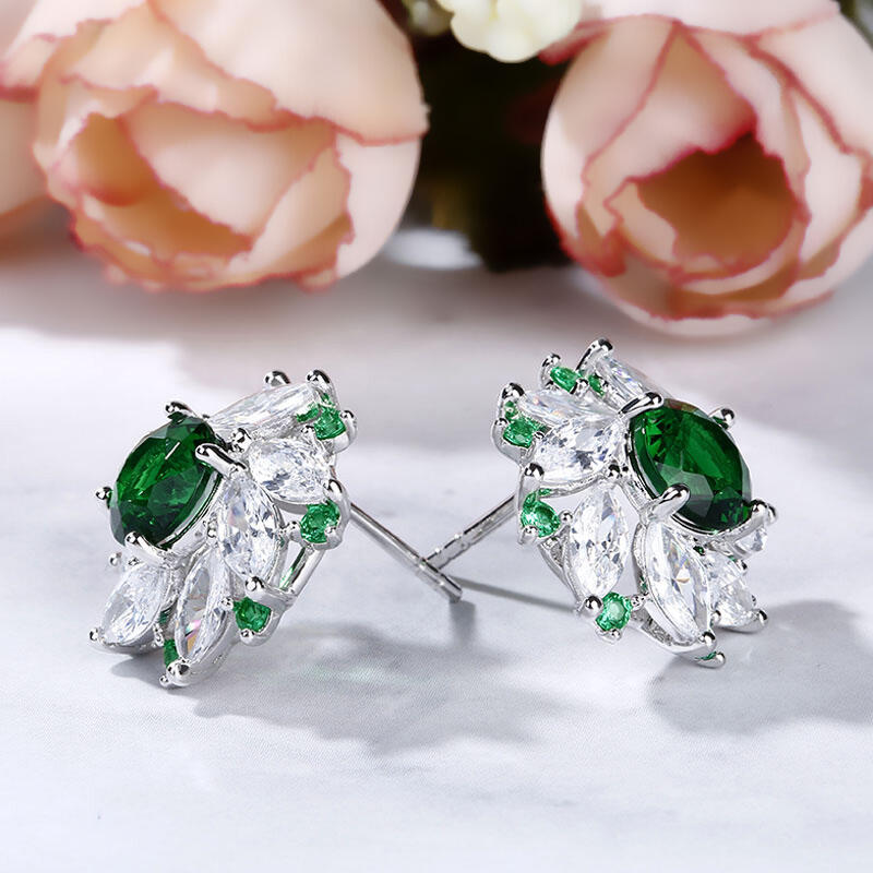 Jeulia Brincos halo corte redondo em prata esterlina