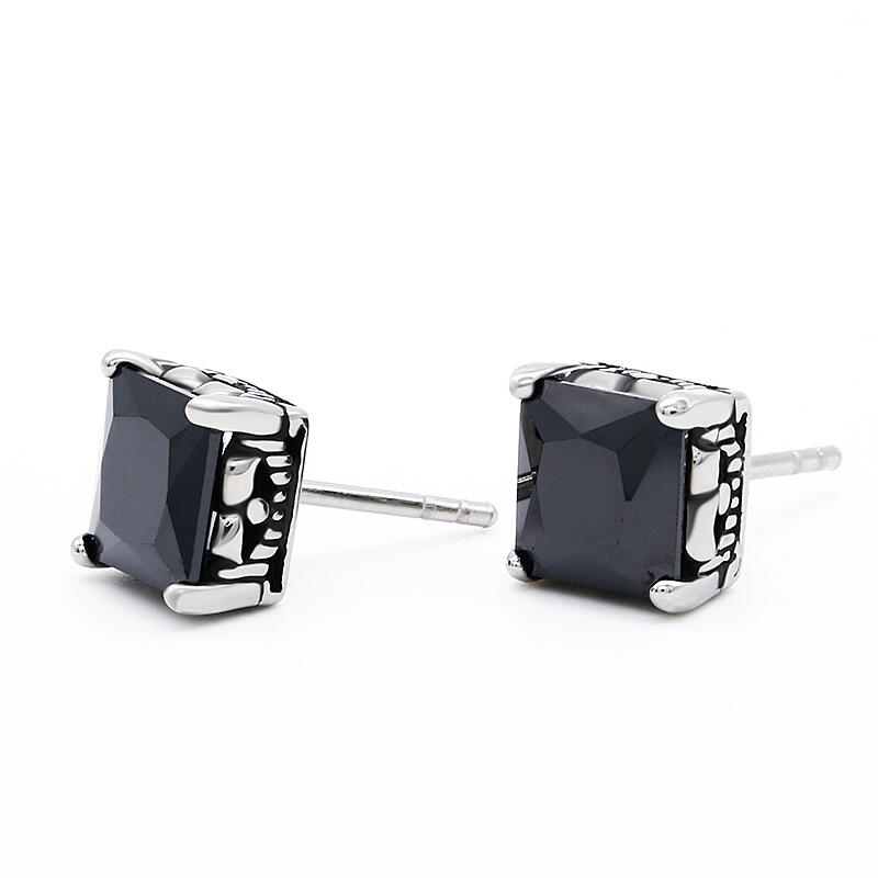 Jeulia Punk Hip-Hop Men's Titanium Steel Stud Earrings