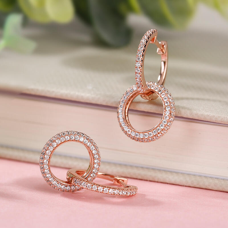 Jeulia Two Interlocking Design Sterling Silver Earrings