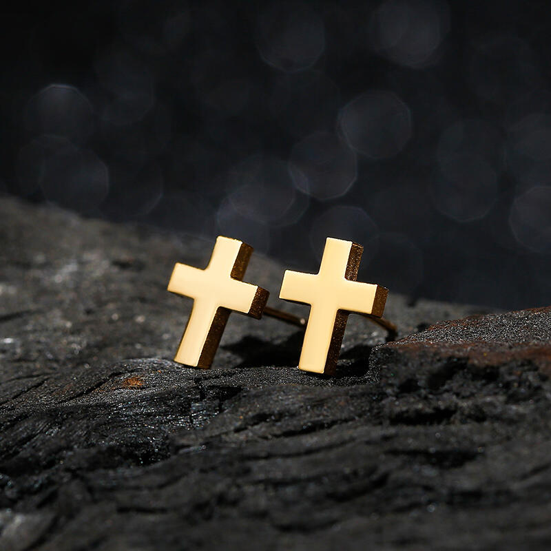 Jeulia Cross Men's Stainless Steel Stud Earrings
