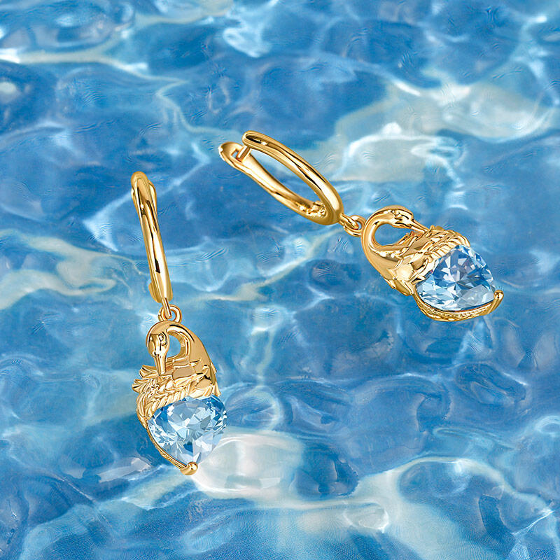 Jeulia Hug Me "Beauty & Elegance" Swan Design Heart Cut Sterling Silver Earrings