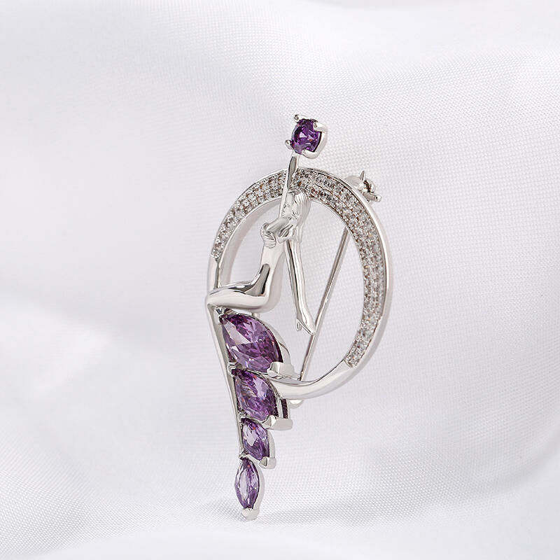 Jeulia "Journey Under The Sea" Marquise Cut Sterling Silver Brooch