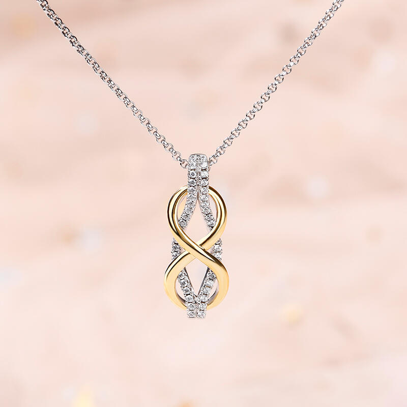 Jeulia "Infinity Love" Two Tone Sterling Silver Jewelry Set
