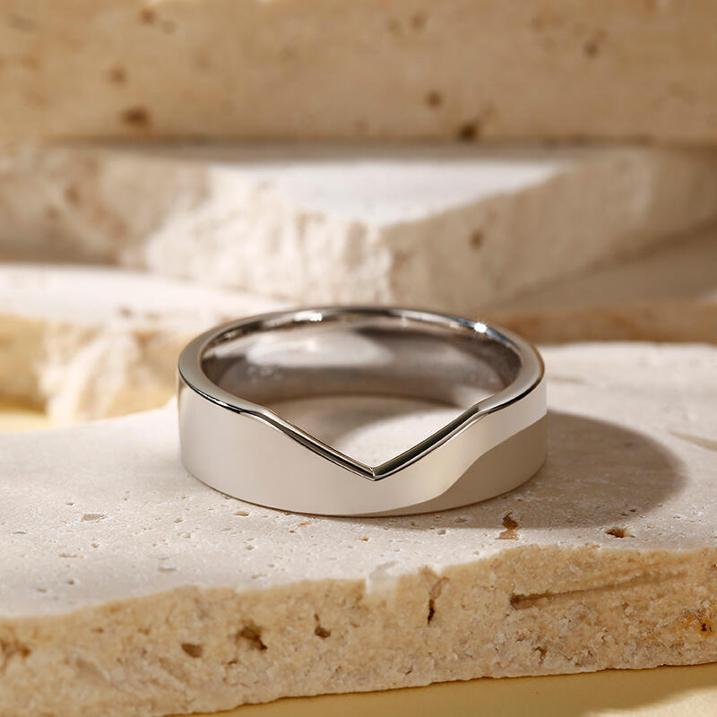 Jeulia Anillo ancho simple de plata de ley para hombre