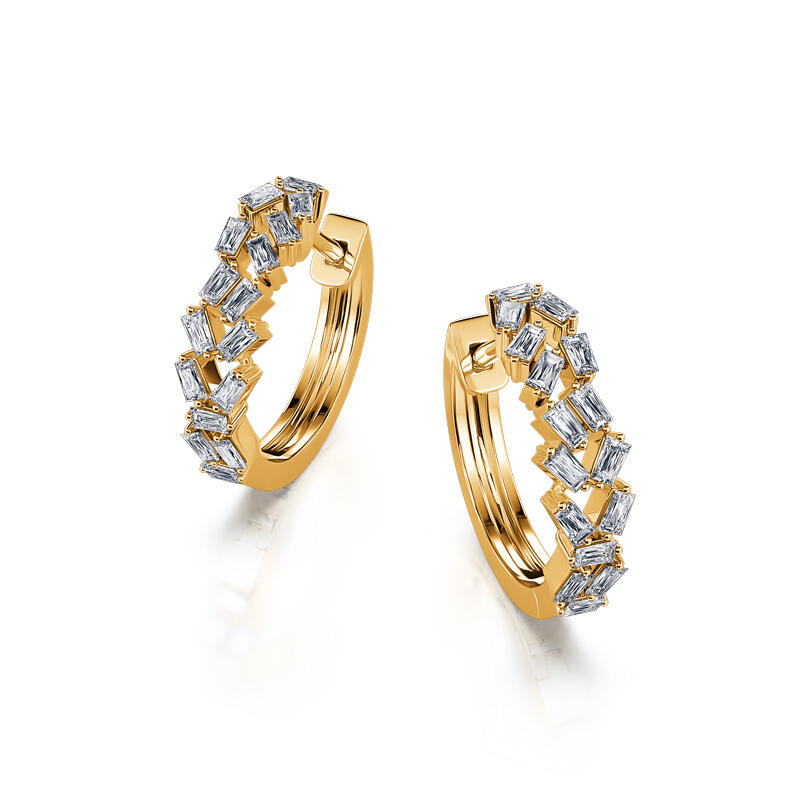 Jeulia Tapered Baguette Cut Sterling Silver Hoop Earrings