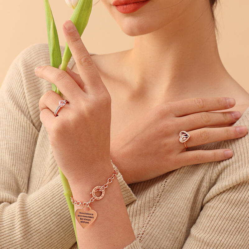 Jeulia Heart Personalized Sterling Silver Bracelet