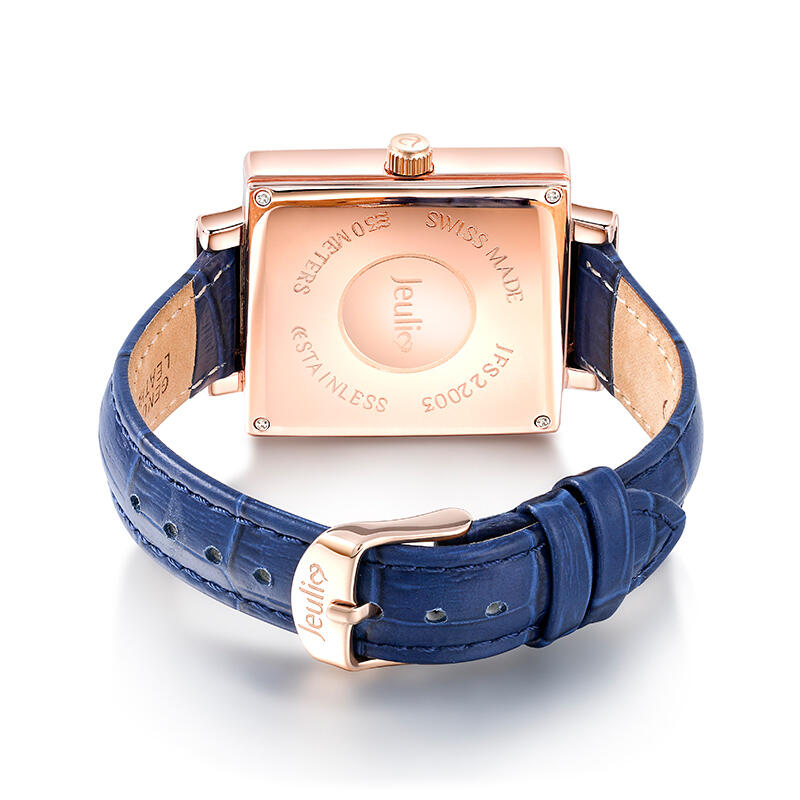 Jeulia "Horror Scream" Ghostface Skull Quartz Blue Leather Watch