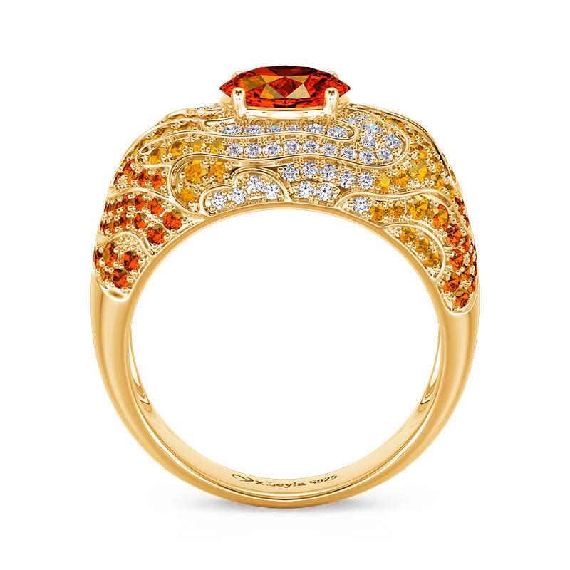 Jeulia x Leyla “Sunset Desert” Art Deco Golden Cocktail Ring Sterling Silver