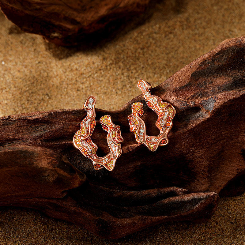 Jeulia x Leyla “Sunset Desert” Rose Gold Irregular Drop Earrings Sterling Silver