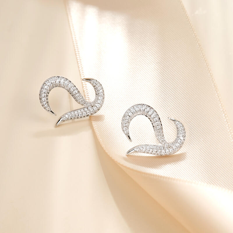 Jeulia Logo Shape Heart Sterling Silver Stud Earrings