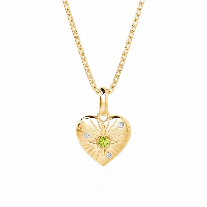 Jeulia Everyday Simple Custom Engraved Heart Necklace with Birthstone