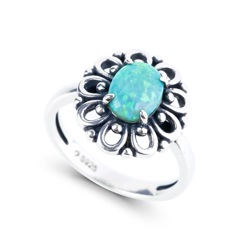 Jeulia Anillo Floral De ópalo